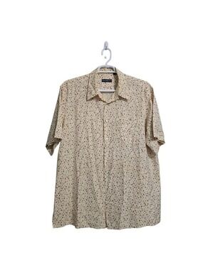 Barry Bricken Short Sleeve Silk Blend Geometric Print Casual Button Down Sz XL